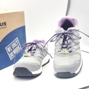 Nautilus Velocity Women's Work Safety Shoes Size 7.5 Grey Purple N2489 EUC